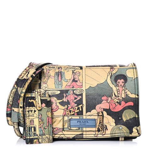 prada comic print bag|PRADA Glace Calf Vintage Comics Etiquette Flap  .